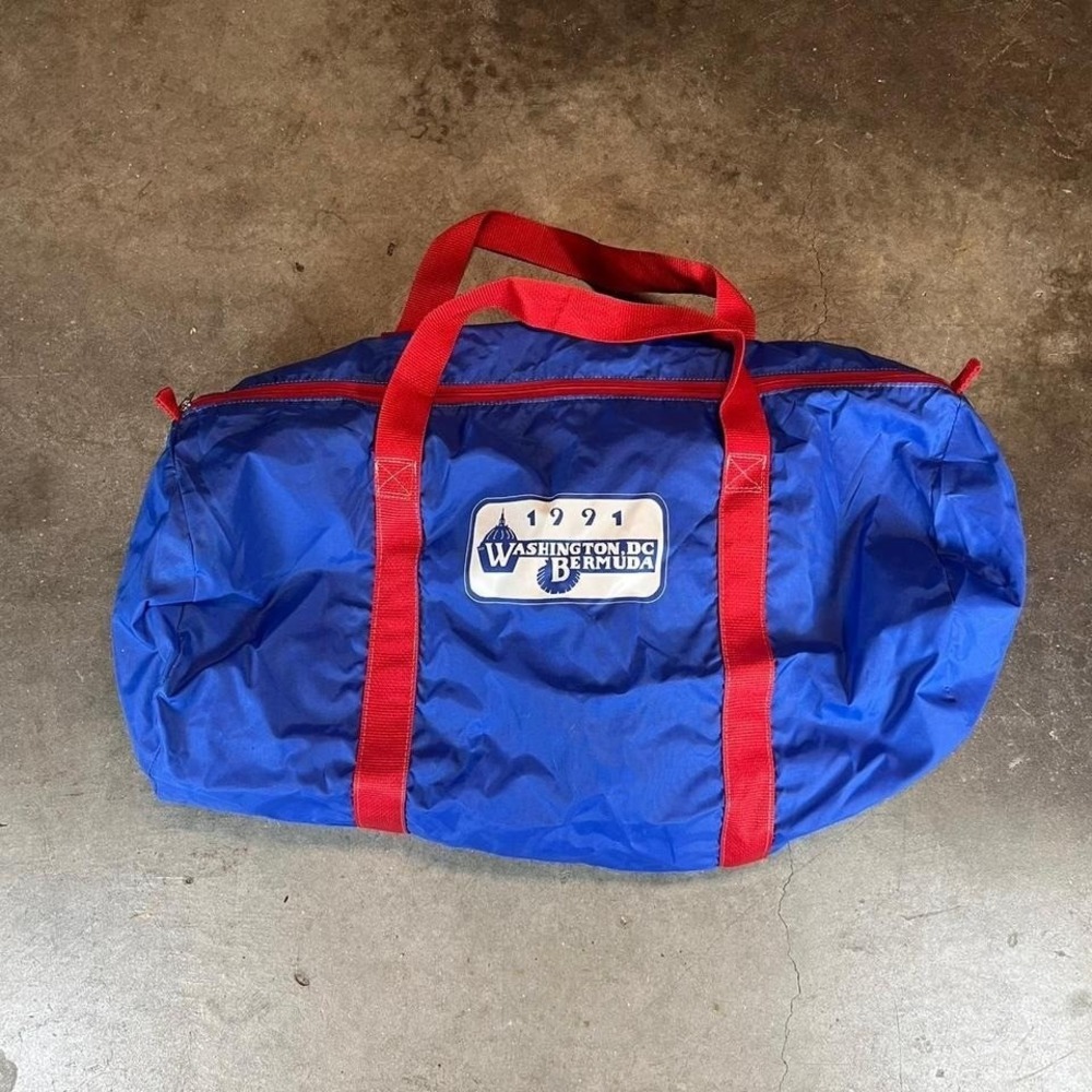Vintage 90s American National Insurance Company blue duffle bag